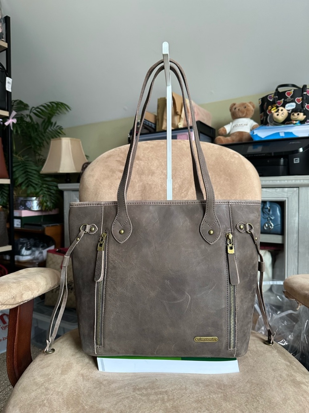 Montana West Large Holster 💯 Brown Distressed Leather Shoulder Bag New with Tag
